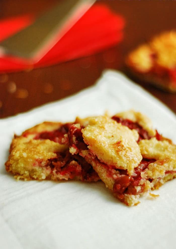 Low Carb Cherry Pie Bars - Super yummy low carb cherry pie filling and crust. Delicious, moist, and baked perfectly.