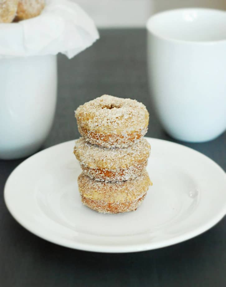 Low Carb Cinnamon Sugar Doughnuts - Super soft and delicious sugar free baked doughnuts. If you like snickerdoodles, you'll love these.