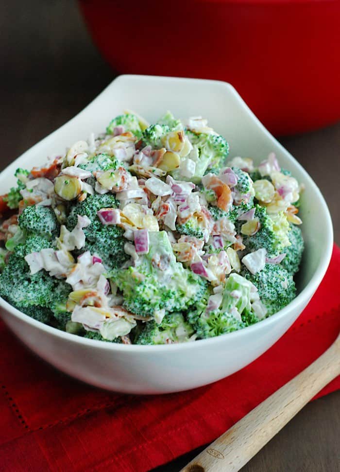 The BEST Broccoli Salad - tasty, simple, and perfect for picnics or as a quick side. It's also low carb, not that you could tell by the taste!