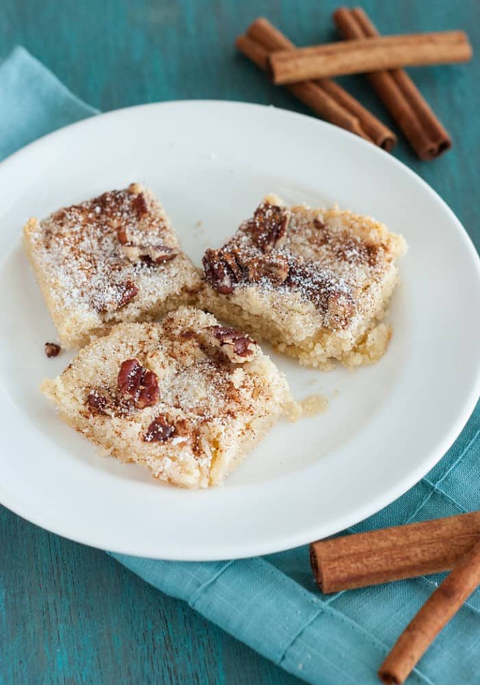 Cinnamon Pecan Cookie Bars - these sweet and simple bars are delicious as a treat or as a quick breakfast fix.