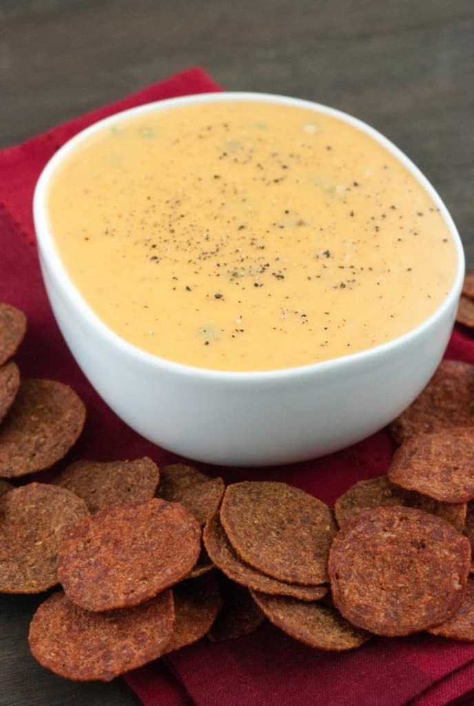 An amazingly cheesy and creamy dip with just a hit of heat. The best part is that you can enjoy it guilt-free. It’s so tasty, you’ll want to eat it like soup!