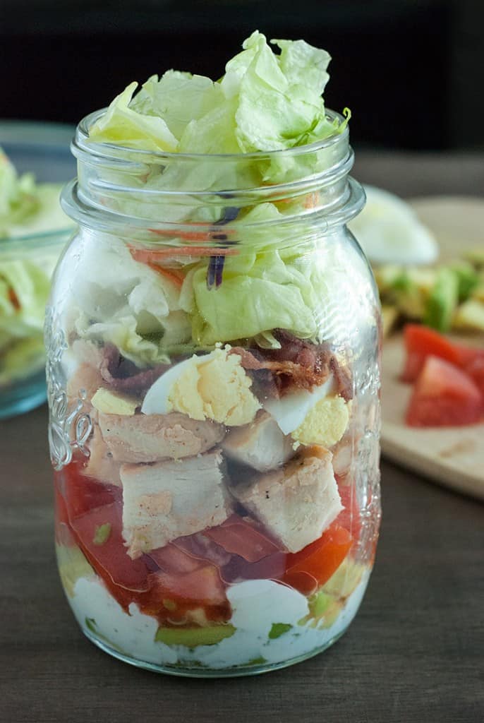 Cobb Mason jar Salads - A simple yet delicious cobb salad thats perfect when on the go.