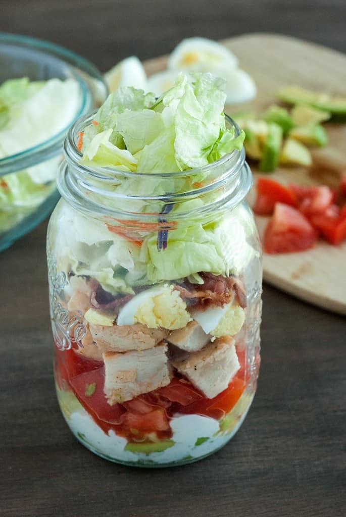 Cobb Mason jar Salads - A simple yet delicious cobb salad thats perfect when on the go.